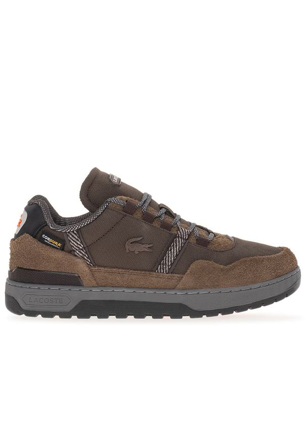 Buty Lacoste T-Clip WNTR 224 1 SMA 748SMA0037-7B8 - brązowe. Kolor: brązowy. Materiał: materiał, guma. Szerokość cholewki: normalna