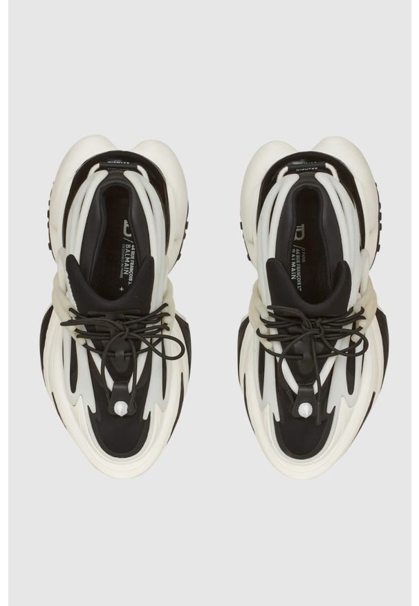Balmain - BALMAIN Czarno-białe sneakersy damskie Unicorn. Kolor: czarny. Materiał: materiał, skóra