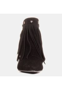 Marco Shoes Oryginalne botki zamszowe z ozdobnymi frędzlami czarne. Kolor: czarny. Materiał: zamsz #7