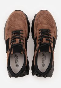 Born2be - Ciemnobrązowe Sneakersy z Zamszu Naturalnego z Perforacją na Grubej Podeszwie Cezarisse. Kolor: brązowy. Materiał: zamsz #4