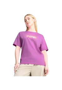 Koszulka Puma Graphics Stacked No. 1 Logo Relaxed Tee, Kobiety. Kolor: fioletowy. Materiał: bawełna, materiał
