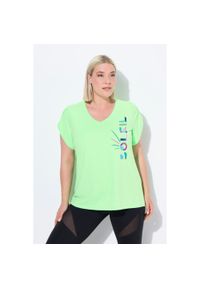 ULLA POPKEN - Damskie Koszulka funkcyjna Soleil klasyczny krój dekolt w serek rękaw 1/2. Typ kołnierza: dekolt w serek. Kolekcja: plus size. Kolor: zielony. Materiał: poliester, materiał, elastan #1