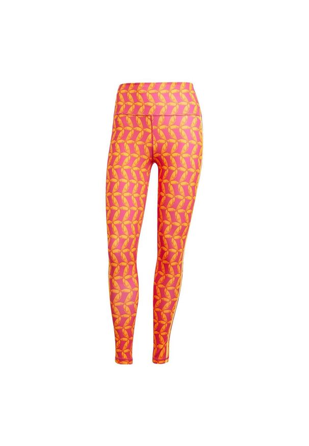 Adidas - Legginsy adidas x FARM Rio 7/8. Kolor: żółty, pomarańczowy, wielokolorowy, różowy. Materiał: materiał. Technologia: ClimaCool (Adidas)