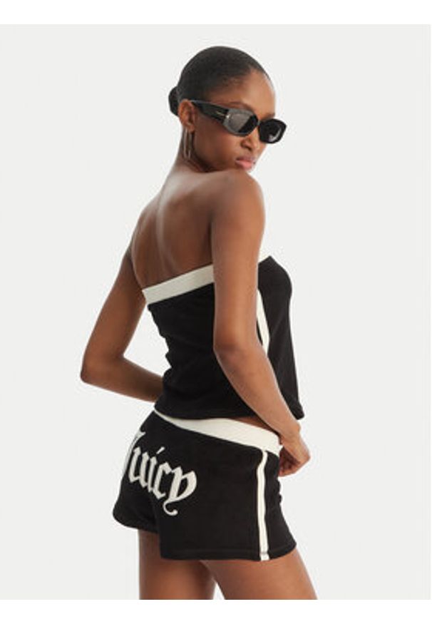 Juicy Couture Szorty sportowe Applique Terry JCWHS126315 Czarny Slim Fit. Kolor: czarny. Materiał: bawełna
