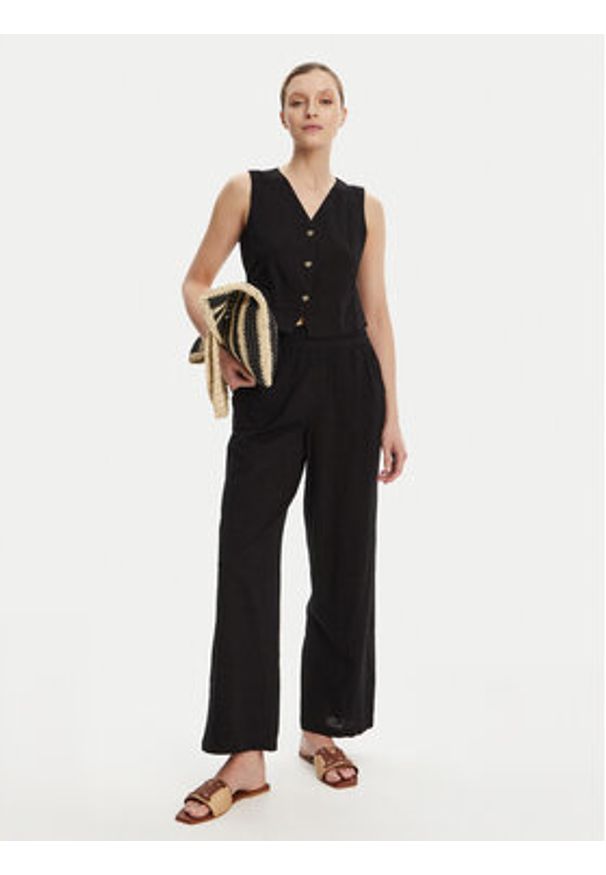 Vero Moda Spodnie materiałowe Caia 10333796 Czarny Wide Leg. Kolor: czarny. Materiał: bawełna