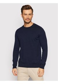 Selected Homme Sweter Berg 16074682 Granatowy Regular Fit. Kolor: niebieski. Materiał: bawełna