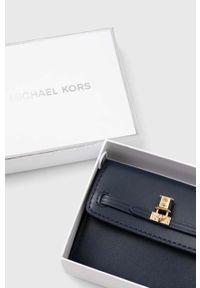 MICHAEL Michael Kors portfel skórzany damski kolor granatowy. Kolor: niebieski. Materiał: skóra #5