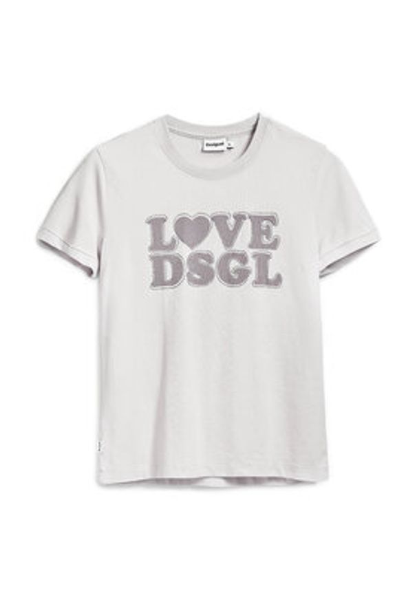 Desigual T-Shirt Love Dsgl 25SWTK10 Szary Regular Fit. Kolor: szary. Materiał: bawełna