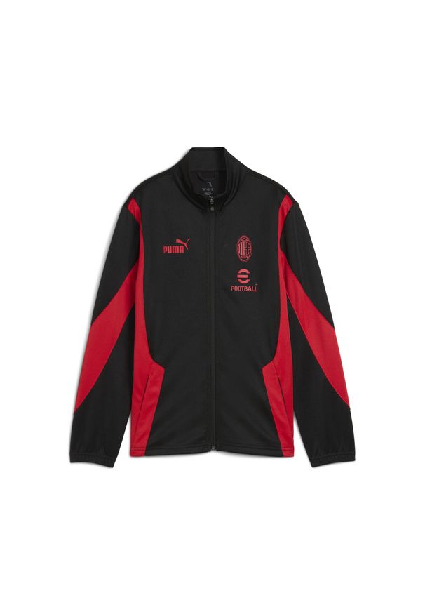 Puma - Młodzieżowa kurtka AC Milan ftblNRGY+ PUMA Black For All Time Red. Kolor: czerwony, czarny, wielokolorowy. Wzór: aplikacja. Styl: młodzieżowy