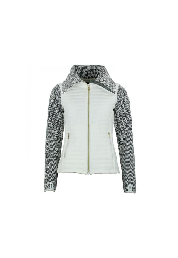 PEAK MOUNTAIN - Damski polar z pikowanymi wstawkami Peak Mountain. Kolor: biały. Materiał: polar. Sport: turystyka piesza