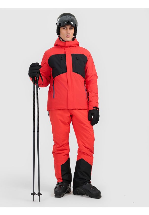 4f - 4F Kurtka narciarska membrana 10000 męska - czerwona XXL. Kolor: czerwony. Materiał: poliester, skóra, materiał, tkanina. Wzór: gładki. Sezon: zima