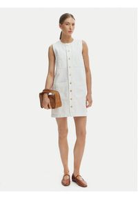 TOMMY HILFIGER - Tommy Hilfiger Sukienka codzienna WW0WW48584 Biały Regular Fit. Okazja: na co dzień. Kolor: biały. Materiał: bawełna. Typ sukienki: proste. Styl: casual #4