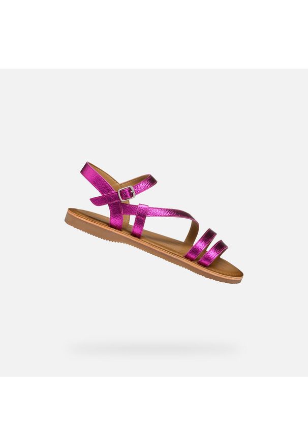 Geox - Sandały GEOX J SANDAL EOLIE GIRL Rose. Kolor: różowy. Materiał: skóra