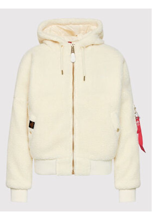 Alpha Industries Kurtka przejściowa Ma-1 Os Hooded Teddy 118002 Biały Regular Fit. Kolor: biały. Materiał: syntetyk