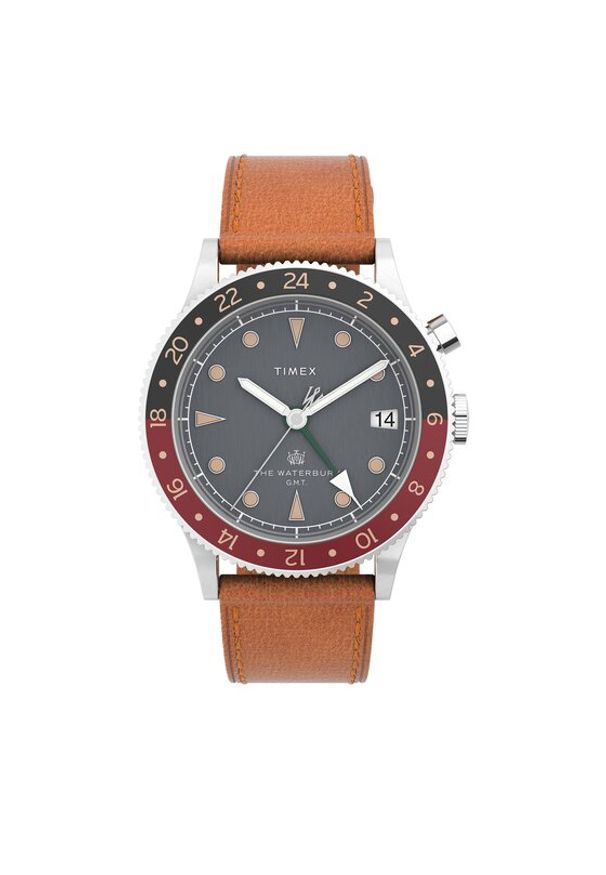 Timex Zegarek TW2V74000 Brązowy. Kolor: brązowy. Materiał: skóra