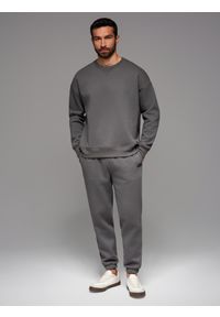 Ombre Clothing - Komplet dresowy UNISEX w stylu athleisure ze spodniami i bluzą - szary V18. Okazja: do domu. Kolor: szary. Materiał: dresówka. Wzór: aplikacja #4