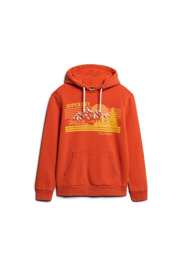 Pas polarowy w paski z motywem outdoorowym Superdry. Kolor: pomarańczowy. Materiał: polar. Wzór: paski. Sport: outdoor