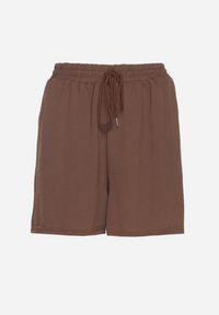 Born2be - Brązowe Szorty z Wiskozą i Wysokim Stanem Puvea. Okazja: na co dzień. Stan: podwyższony. Kolor: brązowy. Materiał: wiskoza. Styl: klasyczny, casual #7