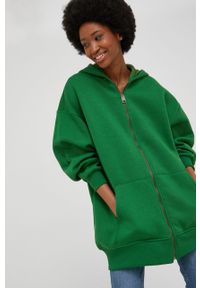 Answear Lab bluza bawełniana damska kolor zielony z kapturem gładka. Typ kołnierza: kaptur. Kolor: zielony. Materiał: bawełna. Wzór: gładki. Styl: wakacyjny #1