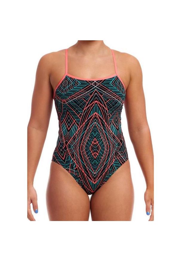Strój do pływania menstruacyjny FUNKITA Spiro Mint - Swim Secure Single Strap. Kolor: wielokolorowy