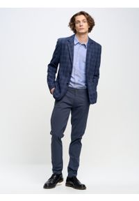 Big-Star - Spodnie chinosy męskie granatowe Tomy 404. Okazja: na co dzień. Kolor: niebieski. Materiał: jeans, materiał. Styl: casual, klasyczny, elegancki