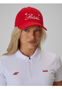 4f - 4F Czapka kibica z daszkiem uniseks - czerwona XS/S (56cm). Kolor: czerwony. Materiał: tkanina, materiał, bawełna. Styl: casual, sportowy #1