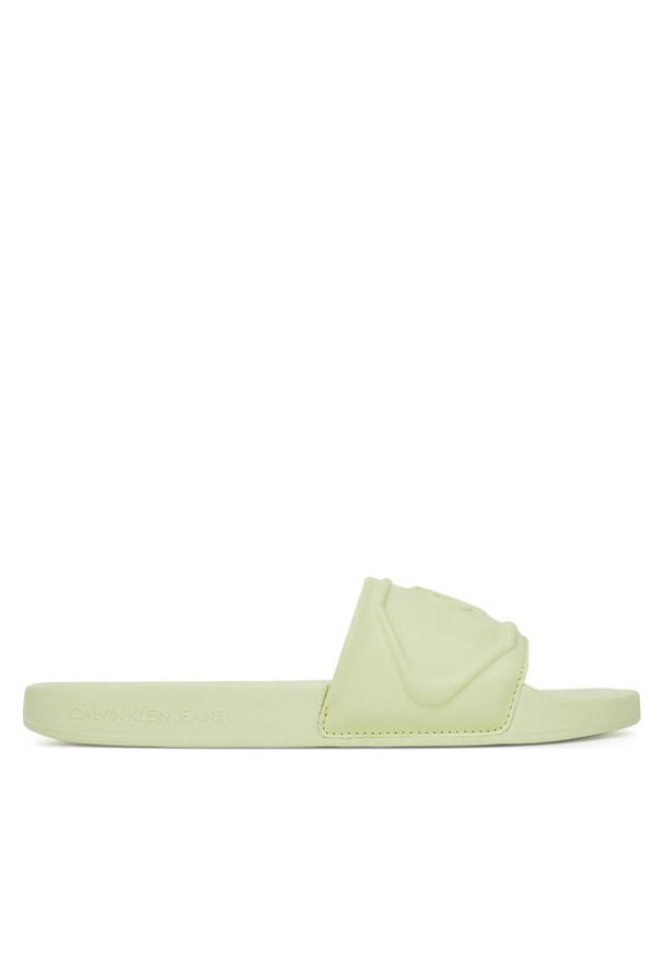 Calvin Klein Jeans Klapki Slide Pu Hf Mg YW0YW01879 Zielony. Kolor: zielony. Materiał: skóra