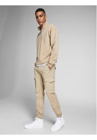 Jack & Jones Joggery Paul 12193754 Beżowy Slim Fit. Kolor: beżowy. Materiał: bawełna #3
