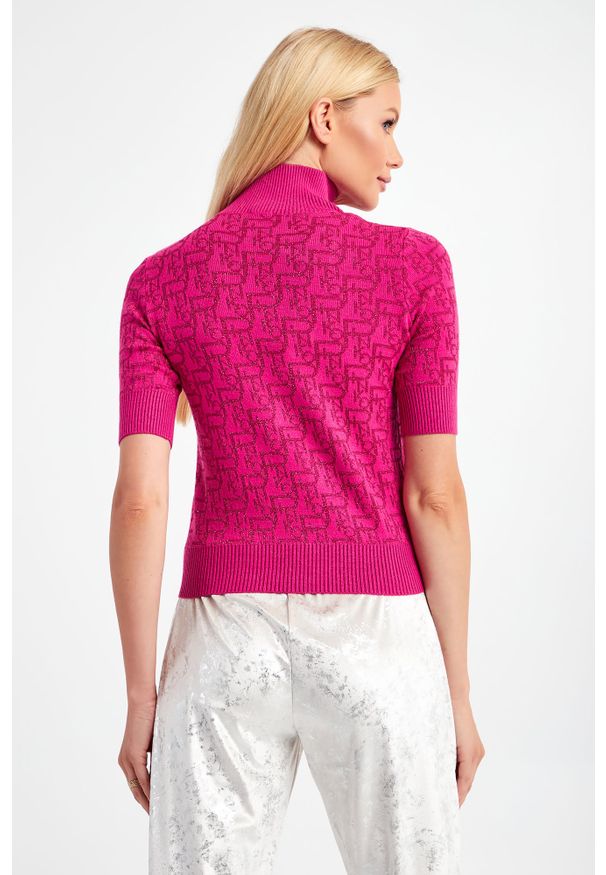 Pinko - SWETER MONPRA PINKO. Typ kołnierza: golf. Długość rękawa: krótki rękaw. Długość: krótkie. Wzór: napisy