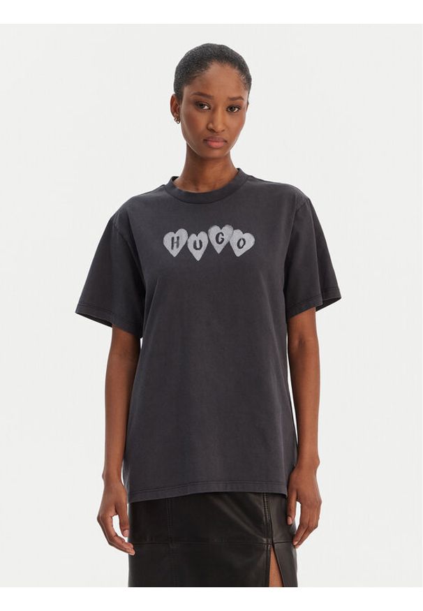 Hugo - HUGO T-Shirt Vintage 50561164 Czarny Relaxed Fit. Kolor: czarny. Materiał: bawełna. Styl: vintage