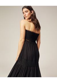 CHARO RUIZ IBIZA - Czarna sukienka maxi Zoe. Kolor: czarny. Materiał: bawełna, koronka. Wzór: aplikacja, koronka. Typ sukienki: z odkrytymi ramionami. Styl: boho. Długość: maxi #3