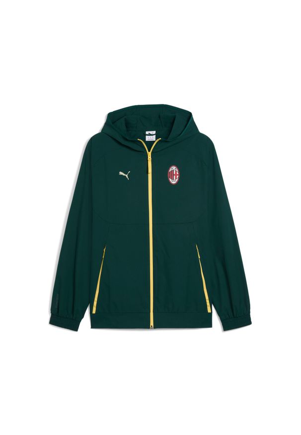 Puma - Kurtka dresowa AC Milan Woven 2025/26. Kolor: zielony. Materiał: dresówka. Sport: bieganie