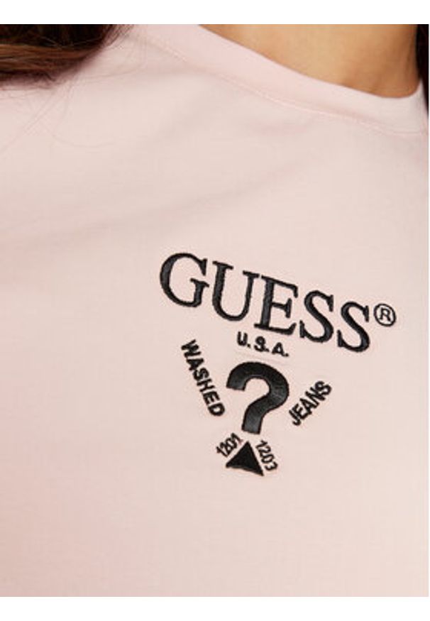 Guess T-Shirt V4YI21 KCDH1 Różowy Slim Fit. Kolor: różowy. Materiał: bawełna