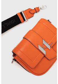 Karl Lagerfeld torebka skórzana 216W3039.61 kolor pomarańczowy. Kolor: pomarańczowy. Materiał: skórzane. Rodzaj torebki: na ramię #5