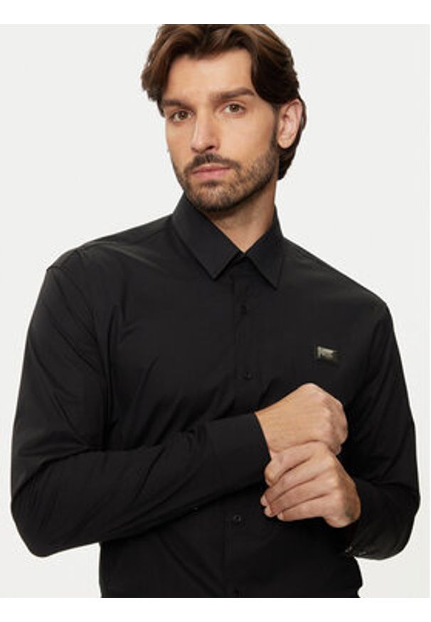 Karl Lagerfeld - KARL LAGERFELD Koszula 605947 544671 Czarny Regular Fit. Typ kołnierza: dekolt w karo. Kolor: czarny. Materiał: bawełna