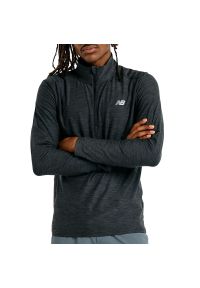 Bluza męska New Balance MT41915BKH - szara. Typ kołnierza: kołnierzyk stójkowy. Kolor: szary. Materiał: poliester, dresówka, materiał #1