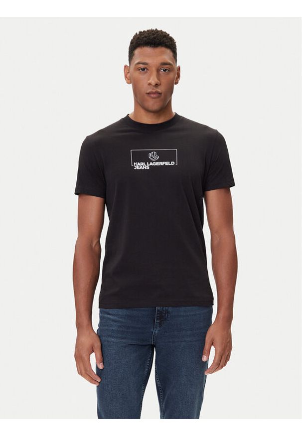 Karl Lagerfeld Jeans T-Shirt A4M17020 Czarny Slim Fit. Kolor: czarny. Materiał: bawełna