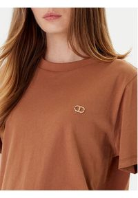 TwinSet - TWINSET T-Shirt 252TP2057 Brązowy Loose Fit. Kolor: brązowy. Materiał: bawełna #5