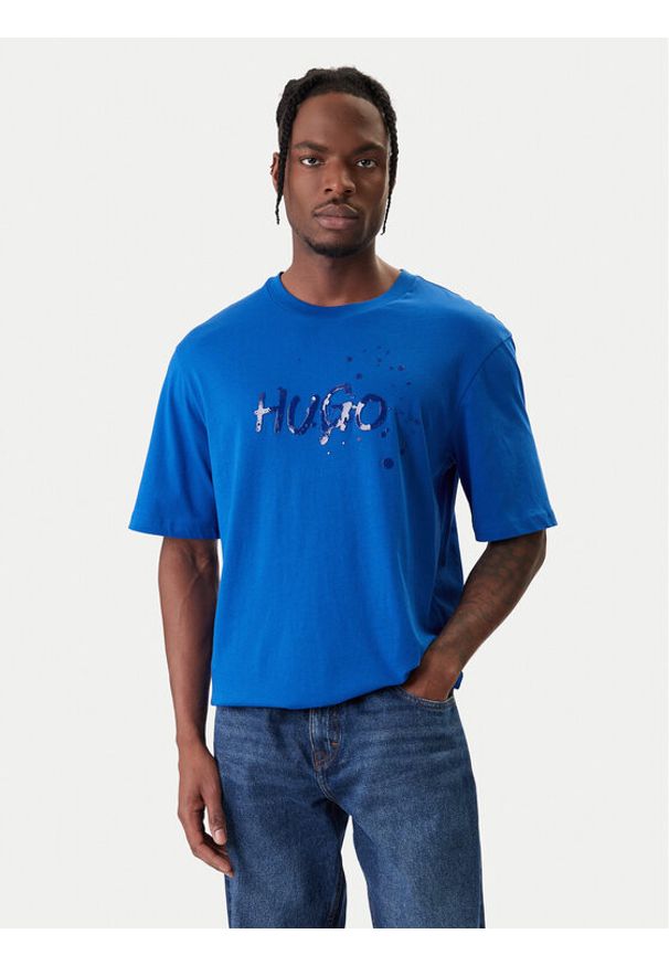 Hugo - HUGO T-Shirt Nierofix 50554369 Niebieski Regular Fit. Kolor: niebieski. Materiał: bawełna