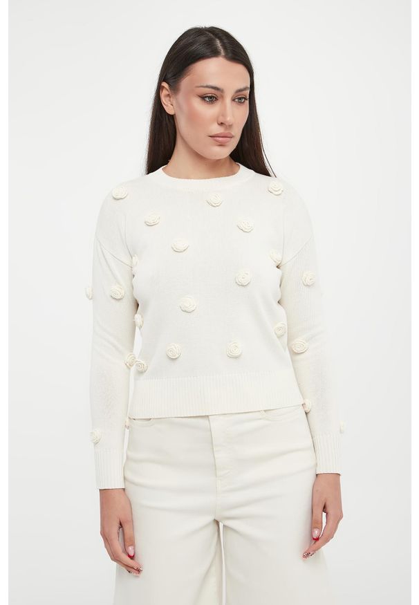 Marella - Sweter damski z różami Euforico MARELLA MONOCHROME. Kolor: różowy