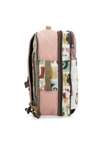 Plecak damski Anekke, wykonany z materiału tekstylnego z dekoracyjnym nadrukiem zamykany na zamek, różowy, 42575-011. Kolor: różowy. Materiał: materiał. Wzór: nadruk. Styl: casual #9