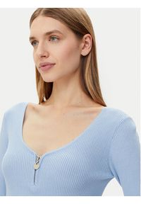 Morgan Sweter 232-MBANZA Błękitny Slim Fit. Kolor: niebieski. Materiał: wiskoza