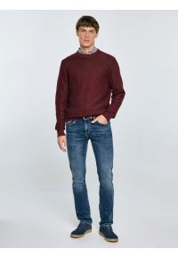 Big-Star - Sweter męski bawełniany bordowy Carlo 604. Okazja: na co dzień. Kolor: czerwony. Materiał: bawełna. Wzór: ze splotem. Styl: klasyczny, casual, elegancki #3