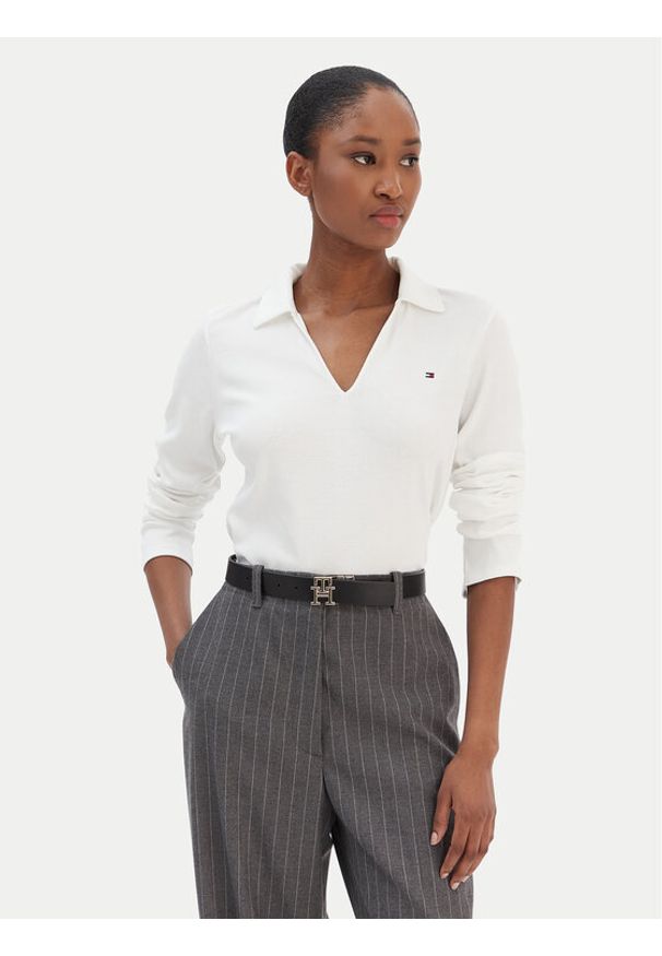 TOMMY HILFIGER - Tommy Hilfiger Bluzka Modern Cody WW0WW47850 Biały Slim Fit. Kolor: biały. Materiał: bawełna