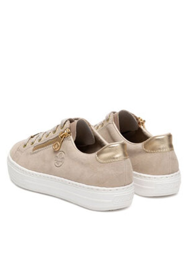 Rieker Sneakersy L59L1-60 Beżowy. Kolor: beżowy. Materiał: zamsz, skóra
