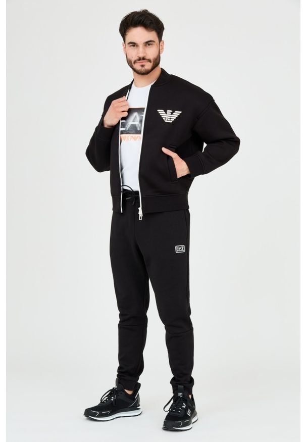 Emporio Armani - EMPORIO ARMANI Czarna neoprenowa bluza męska, Rozmiar XL. Kolor: czarny. Materiał: neopren