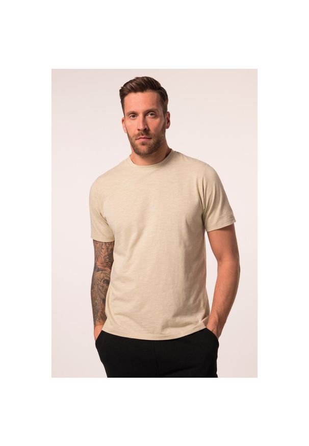 JAY-PI - Męski T-shirt fitness rękaw 1/2 QuickDry nadruk z tyłu do rozm. 7 XL. Kolekcja: plus size. Kolor: beżowy. Materiał: materiał, poliester, bawełna. Wzór: nadruk. Sport: fitness