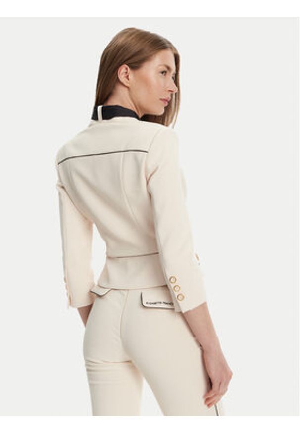 Elisabetta Franchi Marynarka GI-T51-51E2-V560 Écru Regular Fit. Materiał: syntetyk