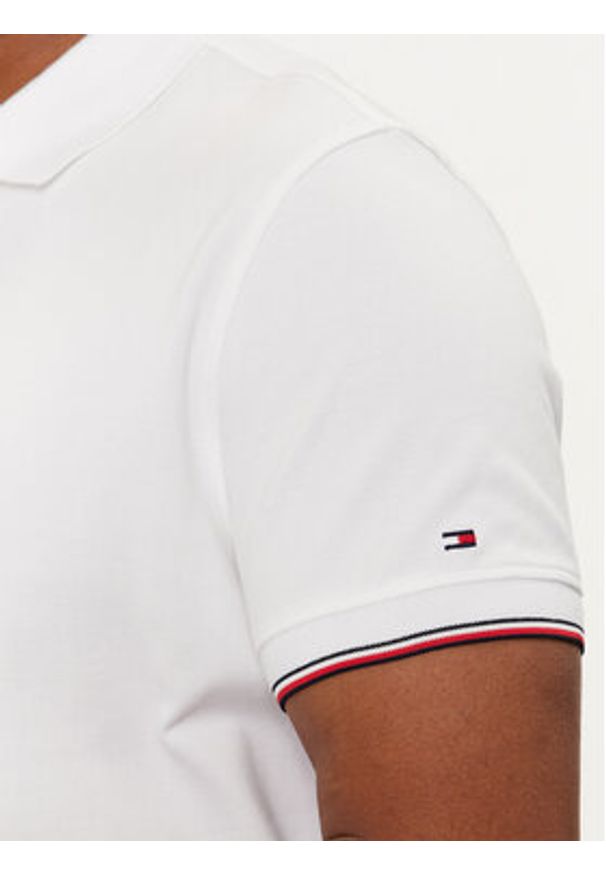 TOMMY HILFIGER - Tommy Hilfiger Polo Logo MW0MW34841 Biały Regular Fit. Typ kołnierza: polo. Kolor: biały. Materiał: bawełna