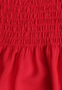 Renee - Czerwona Sukienka z Bawełny na Ramiączkach o Rozkloszowanym Kroju z Marszczoną Górą Christten. Okazja: na co dzień. Kolor: czerwony. Materiał: bawełna. Długość rękawa: na ramiączkach. Sezon: lato. Typ sukienki: rozkloszowane. Styl: casual, boho #4